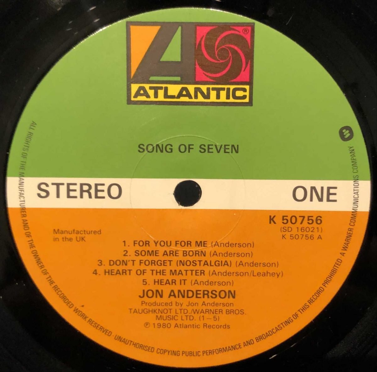 Jon Anderson ‎– Song Of Seven LP Plak - Görsel 3