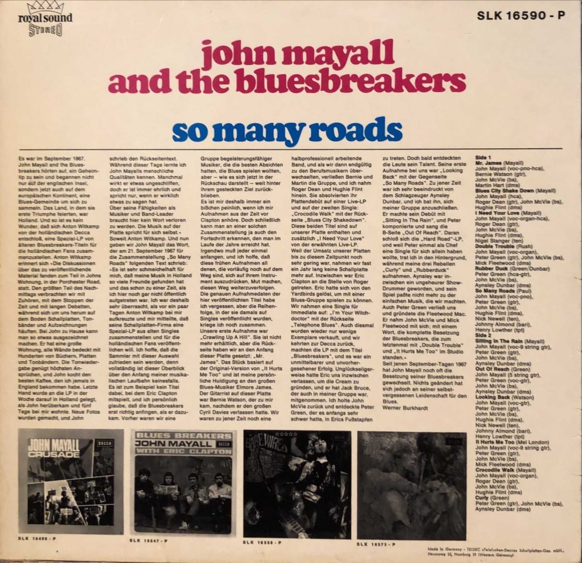 John Mayall And The Bluesbreakers ‎– So Many Roads LP Plak - Görsel 2