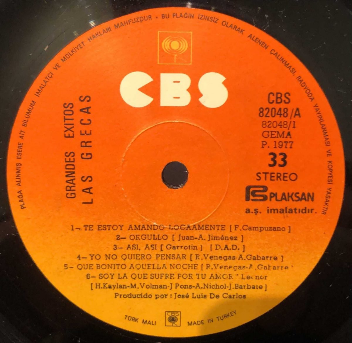 Las Grecas ‎– Grandes Exitos LP Plak - Görsel 3