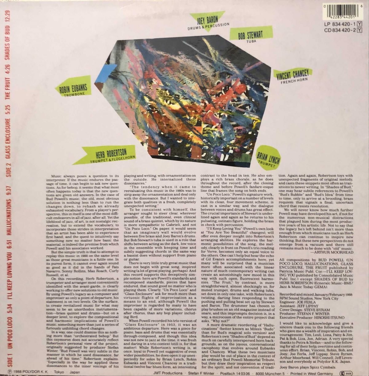 The Herb Robertson Brass Ensemble ‎– Shades Of Bud Powell LP Plak - Görsel 2