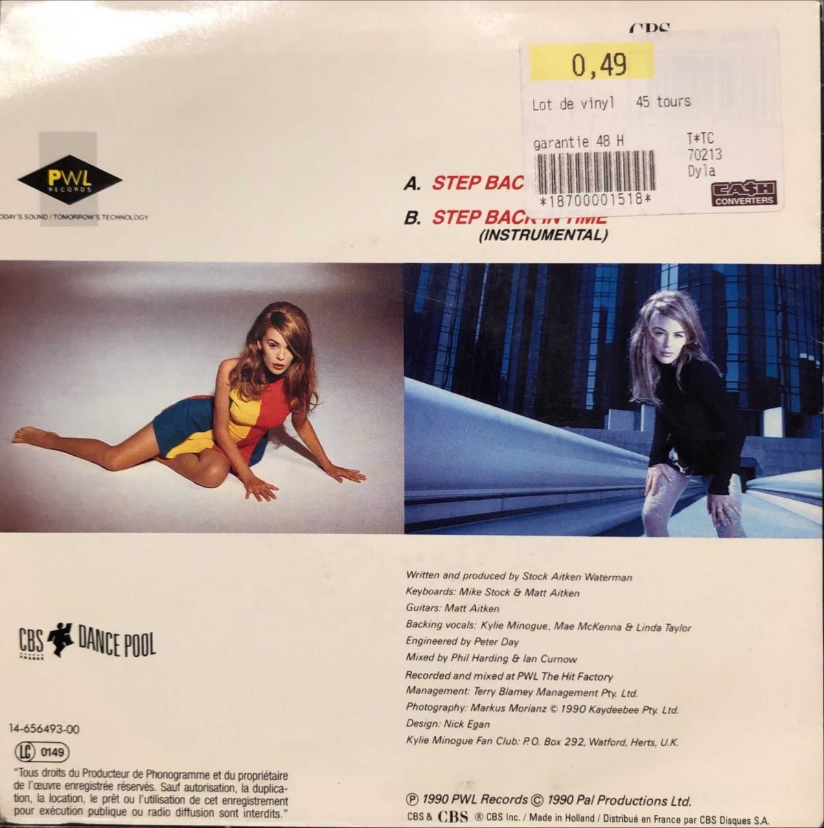 Kylie Minogue ‎– Step Back In Time 45lik Plak - Görsel 2