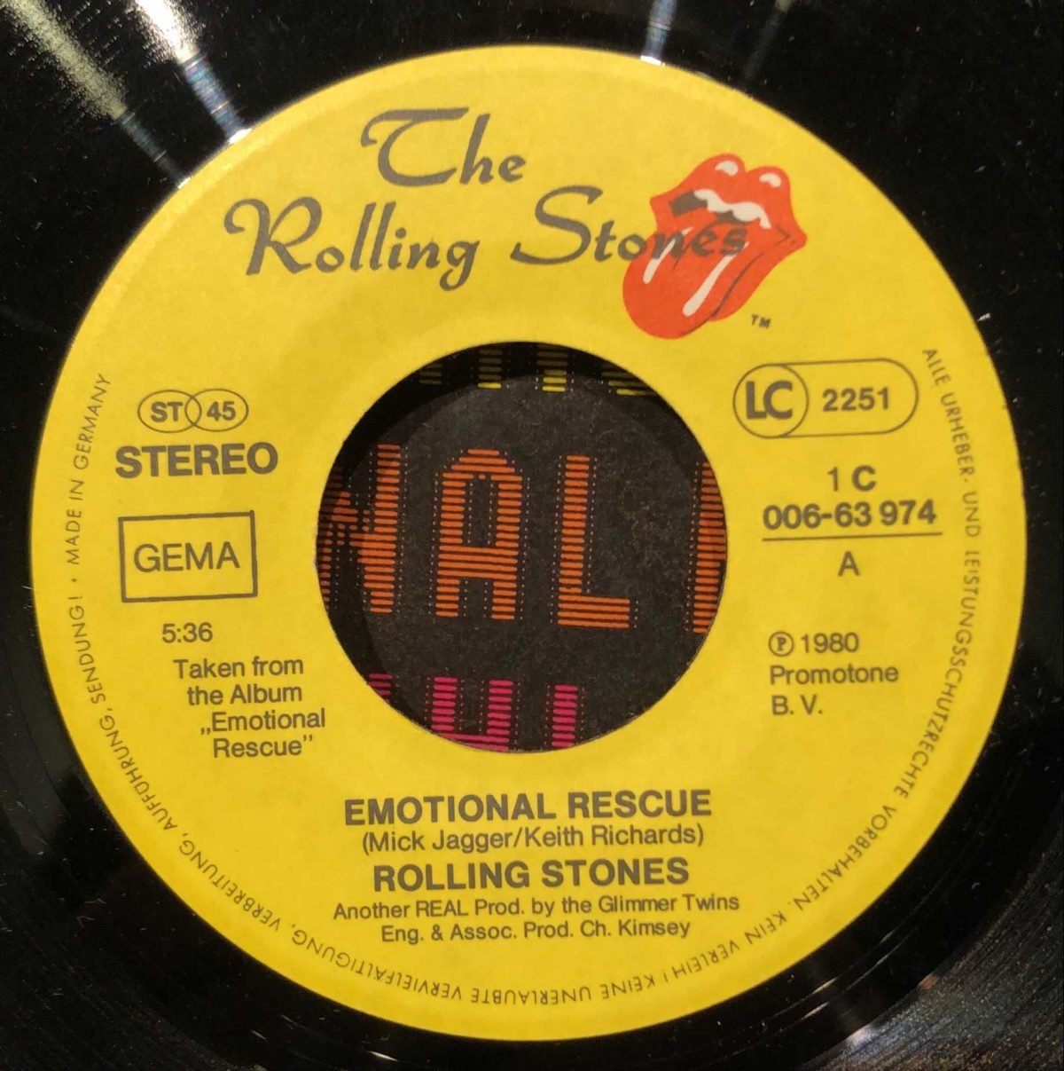 The Rolling Stones ‎– Emotional Rescue 45lik Plak - Görsel 2