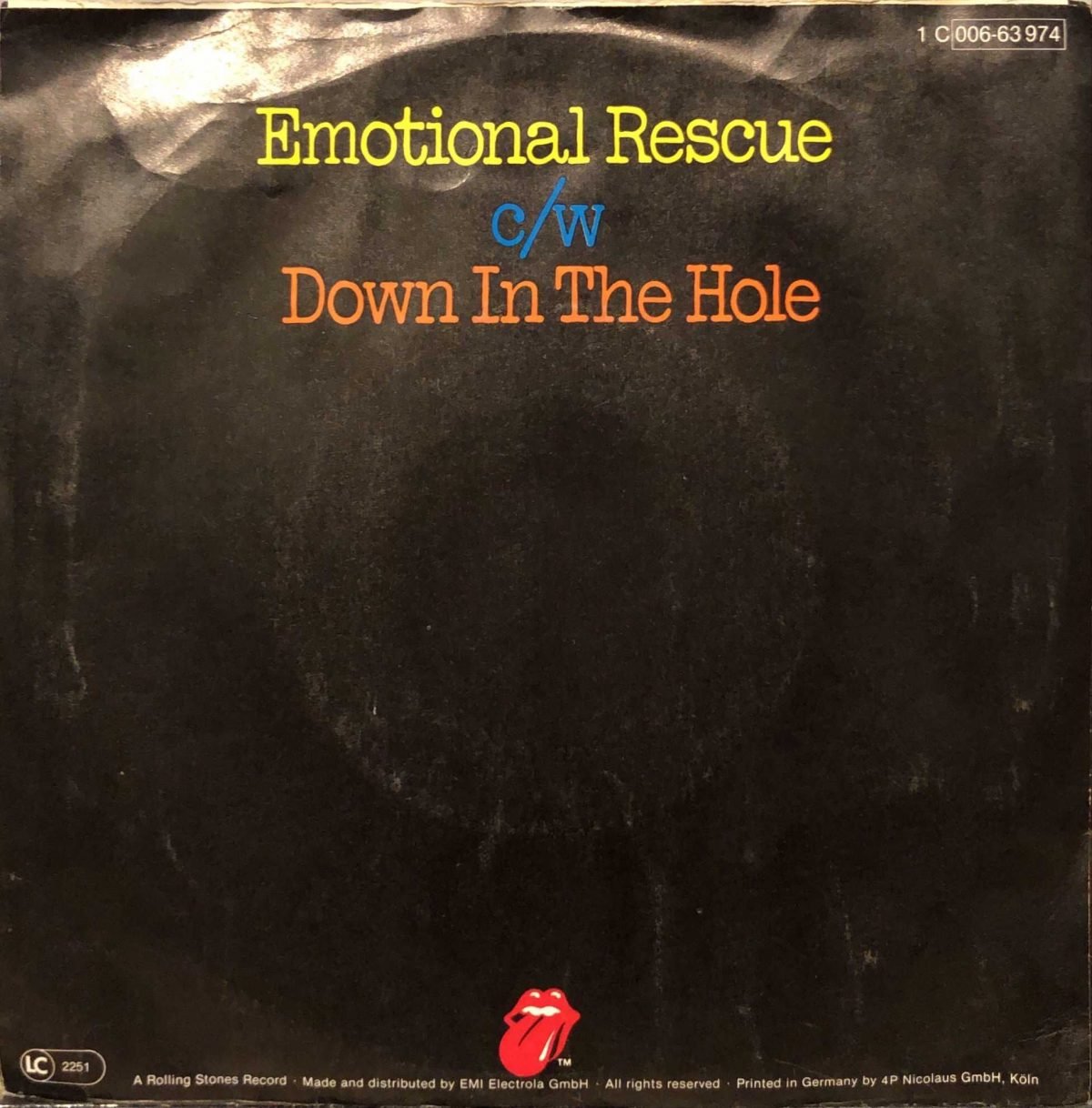 The Rolling Stones ‎– Emotional Rescue 45lik Plak - Görsel 3