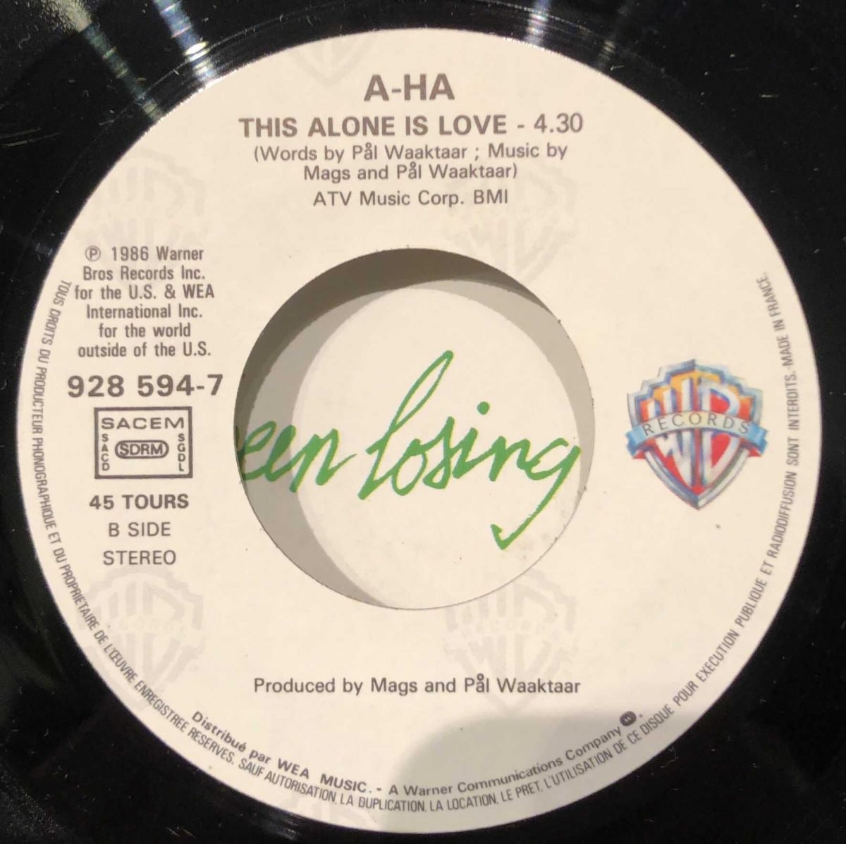 a-ha ‎– I've Been Losing You 45lik Plak - Görsel 3