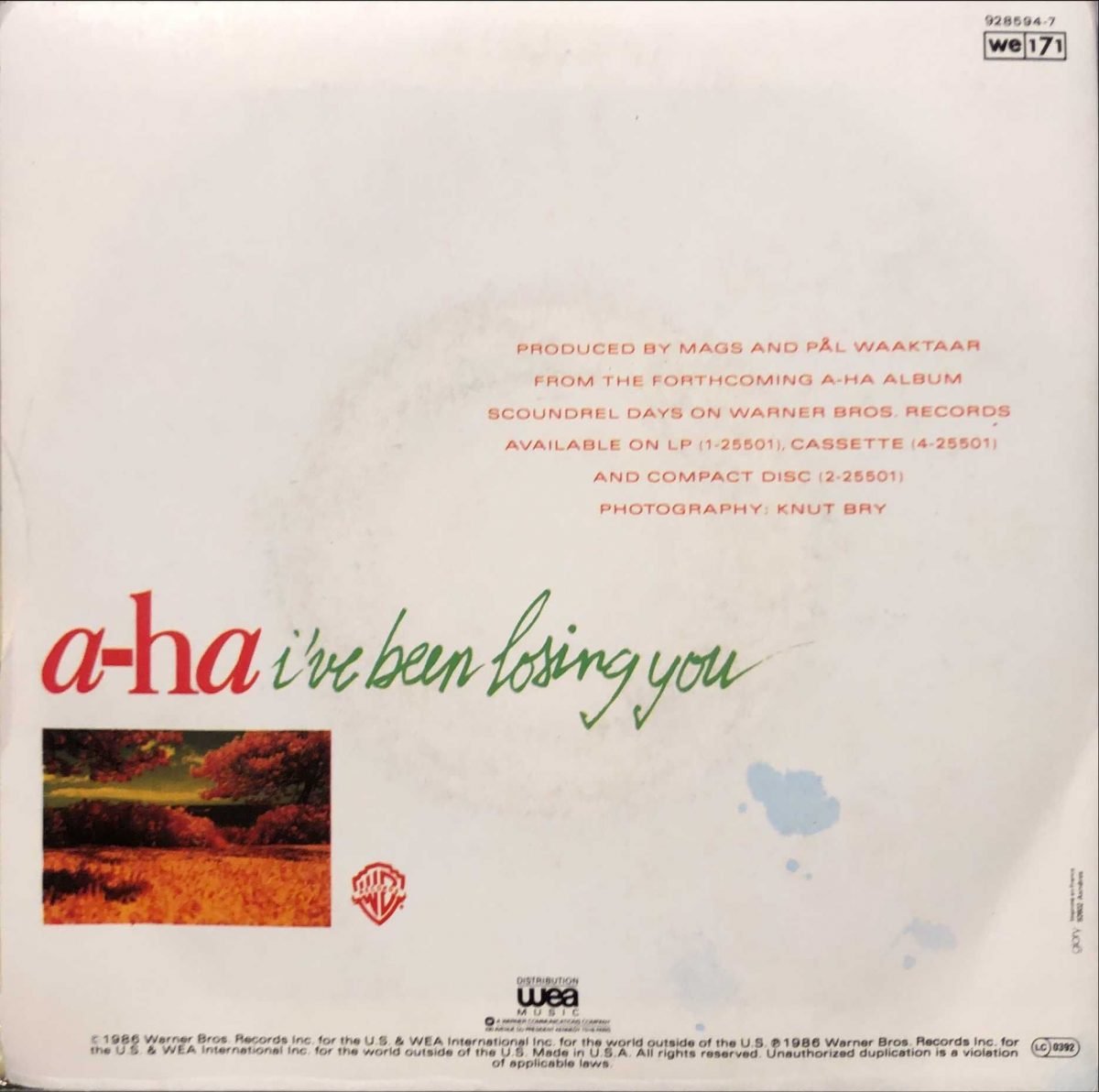 a-ha ‎– I've Been Losing You 45lik Plak - Görsel 2