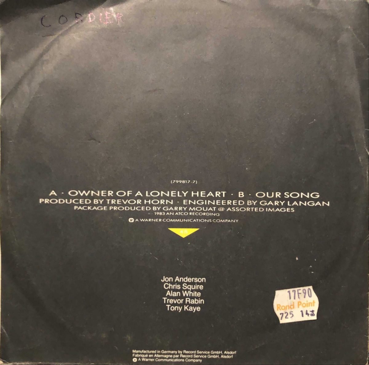 Yes ‎– Owner Of A Lonely Heart 45lik Plak - Görsel 3