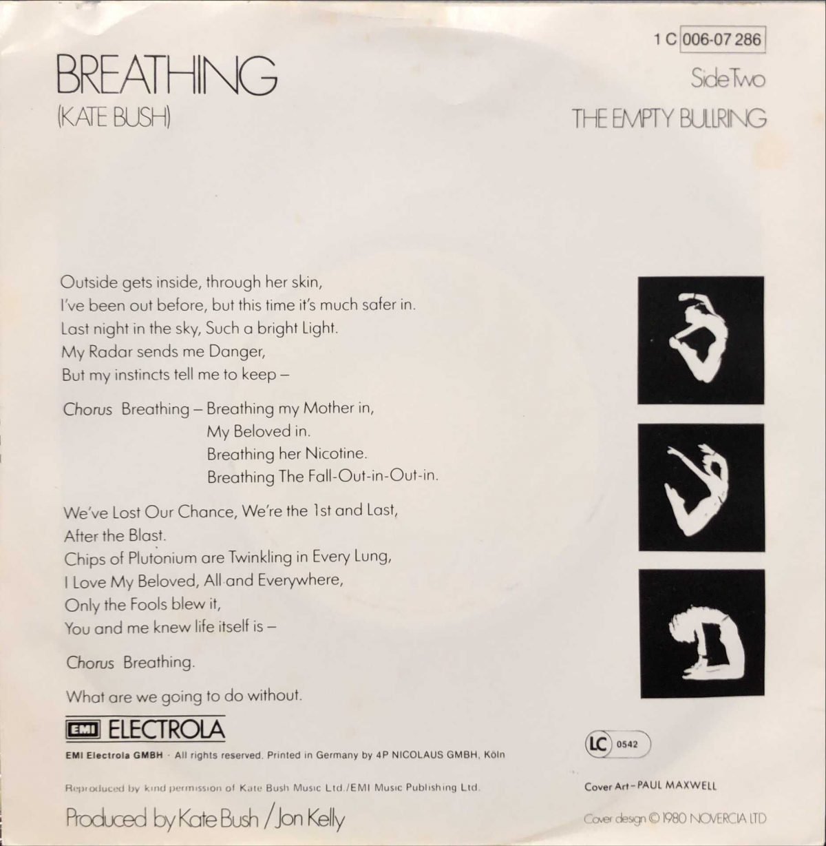 Kate Bush ‎– Breathing 45lik Plak - Görsel 2