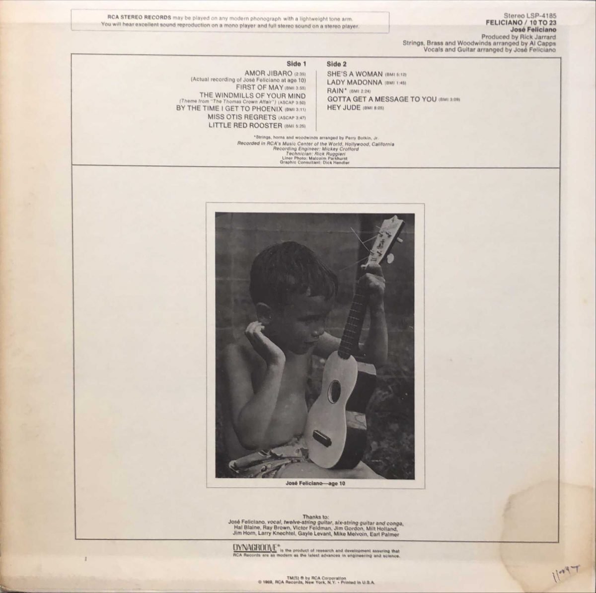 Jose Feliciano ‎– 10 To 23 LP Plak - Görsel 3