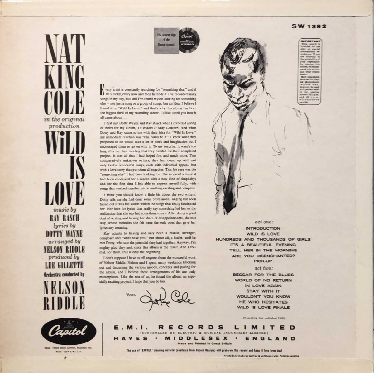 Nat King Cole ‎– Wild Is Love  LP Plak - Görsel 3