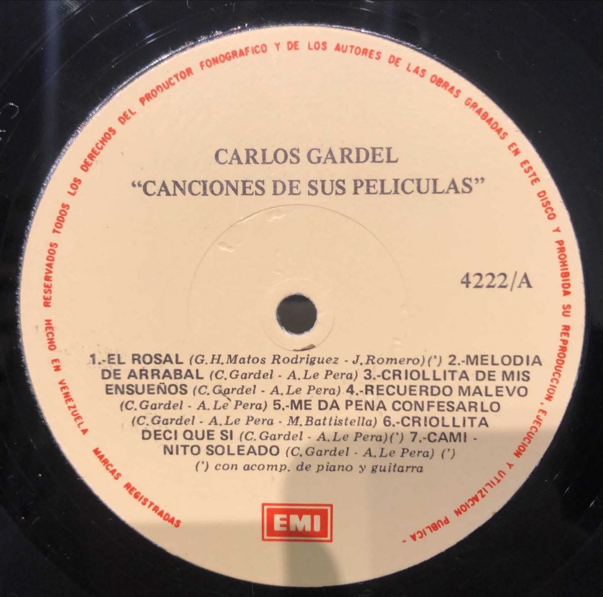 Carlos Gardel ‎– Canciones De Sus Películas Vol. 2 LP Plak - Görsel 2