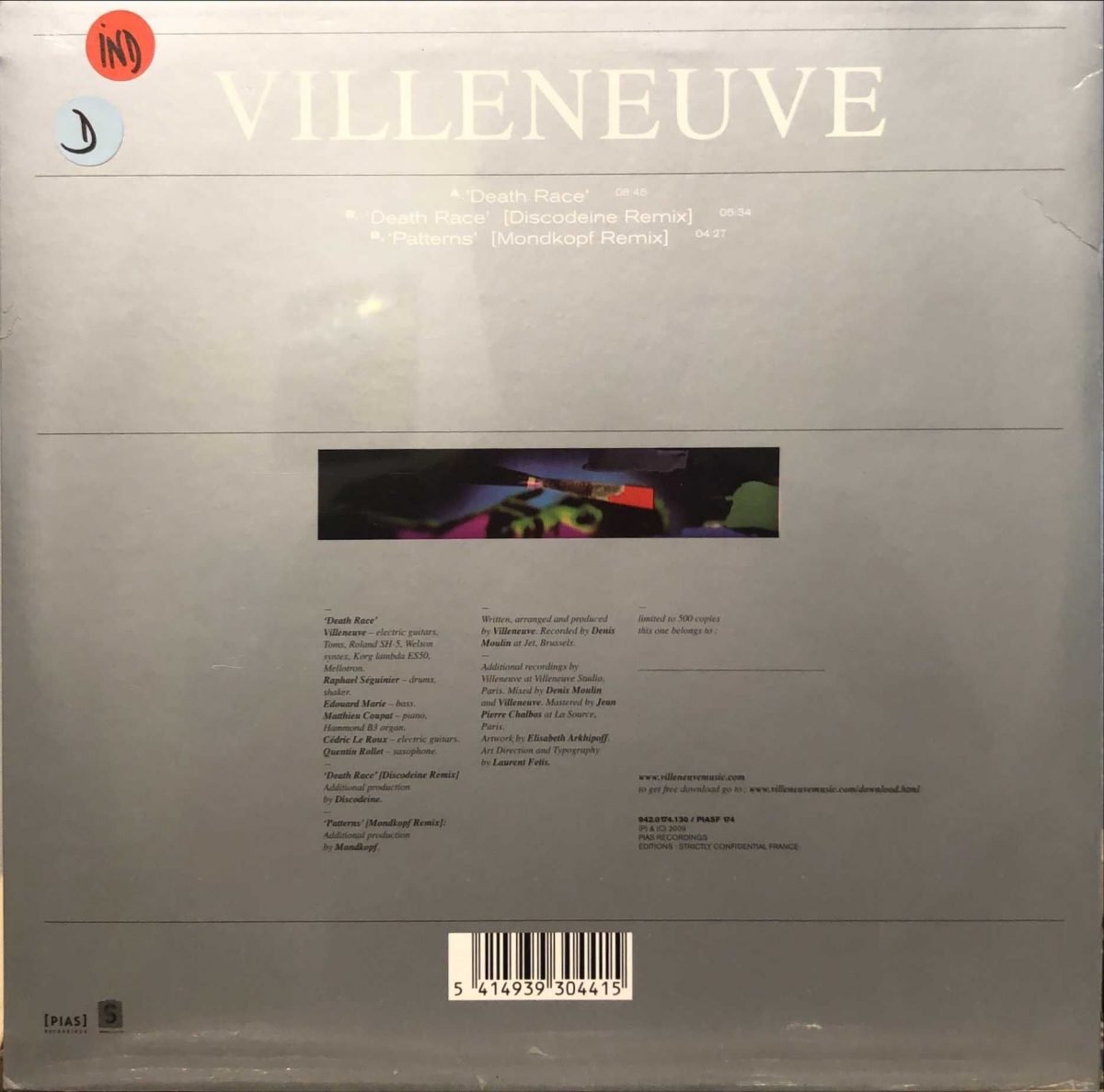 Villeneuve ‎– Death Race Maxi Single Plak - Görsel 2