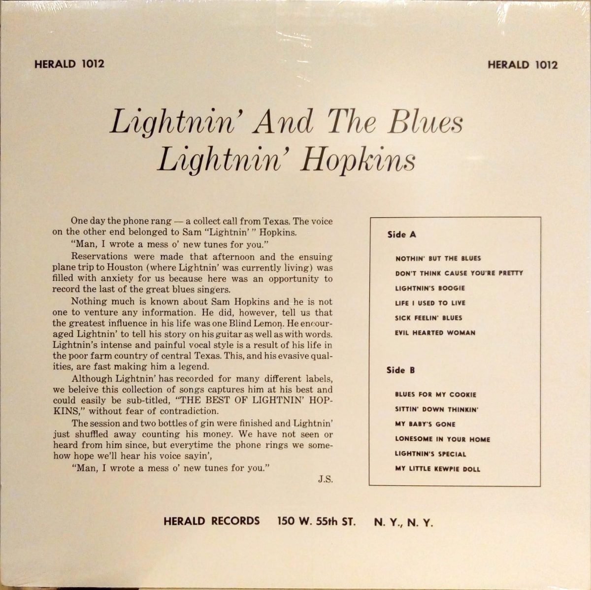 Lightnin' Hopkins ‎– Lightnin' And The Blues LP Plak - Görsel 2