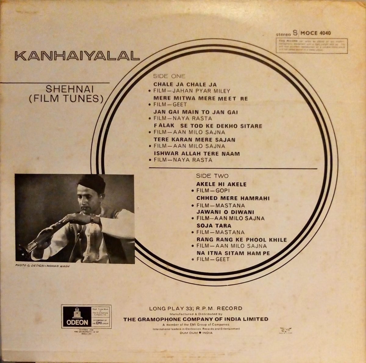 Kanhaiyalal ‎– Shehnai (Film Tunes) LP Plak - Görsel 3