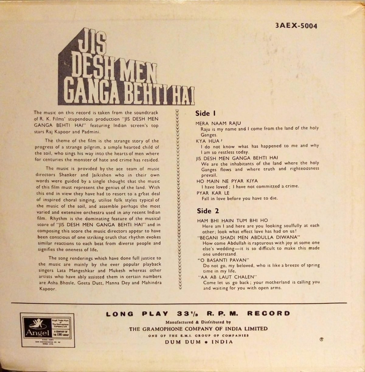 Shankar Jaikishan – Jis Desh Men Ganga Behti Hai LP Plak - Görsel 2