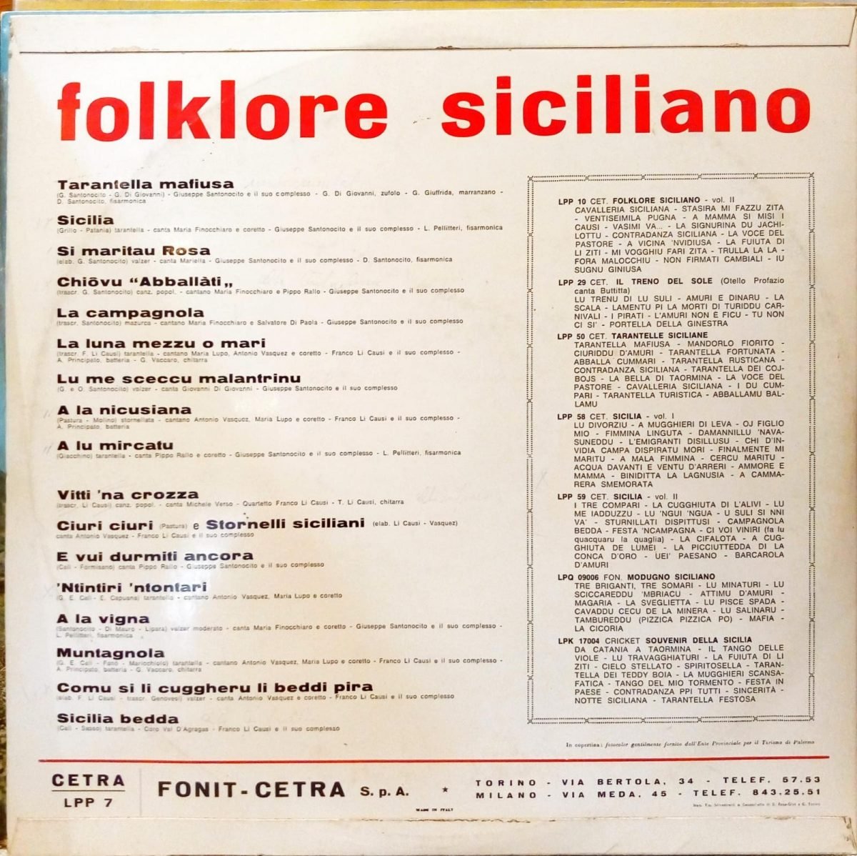 Folklore Siciliano LP Plak - Görsel 3