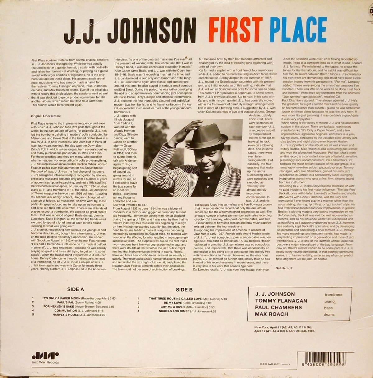 J.J. Johnson ‎– First Place LP Plak - Görsel 2