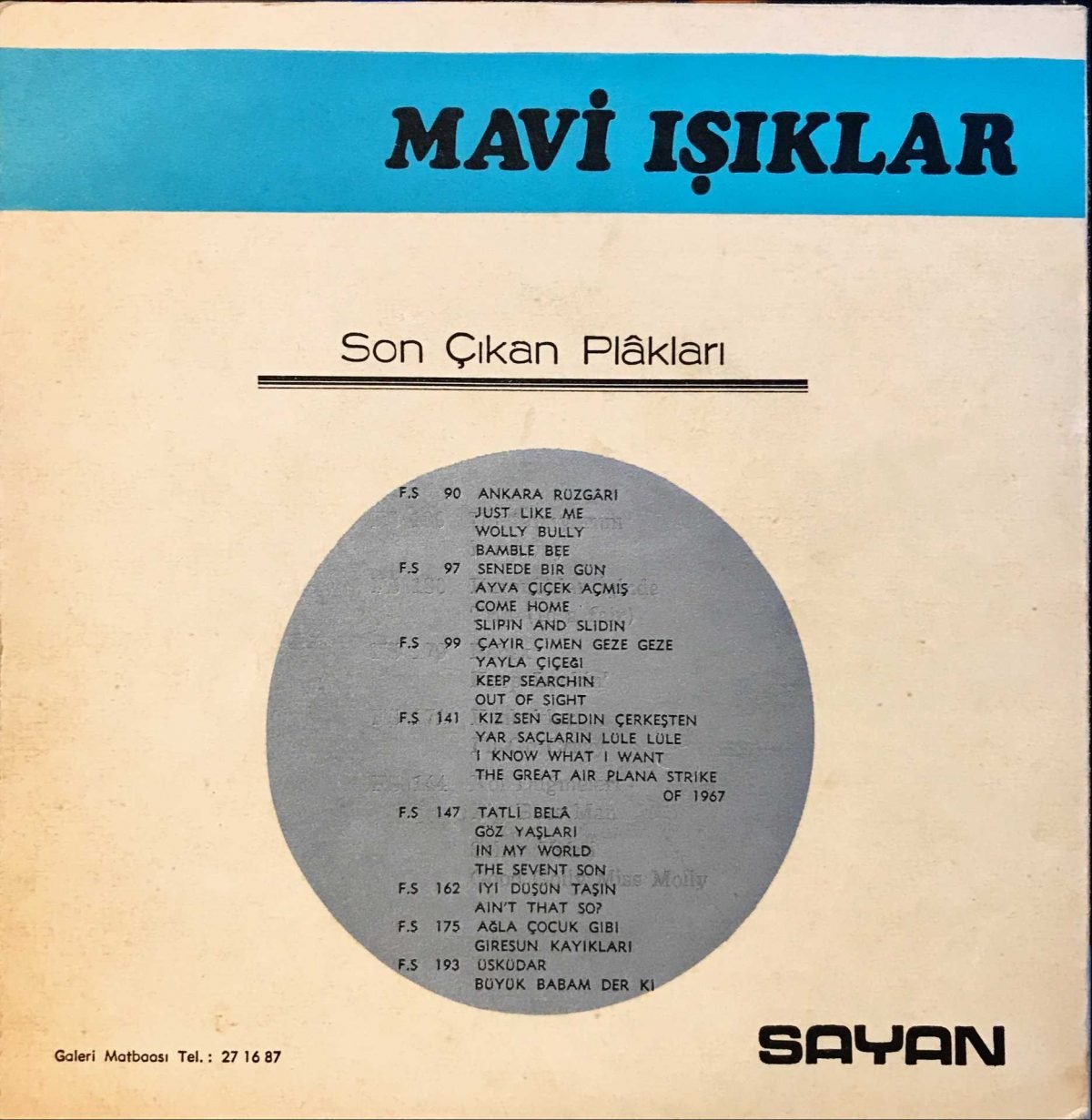 Mavi Işıklar ‎– İyi Düşün Taşın 45lik Plak - Görsel 2