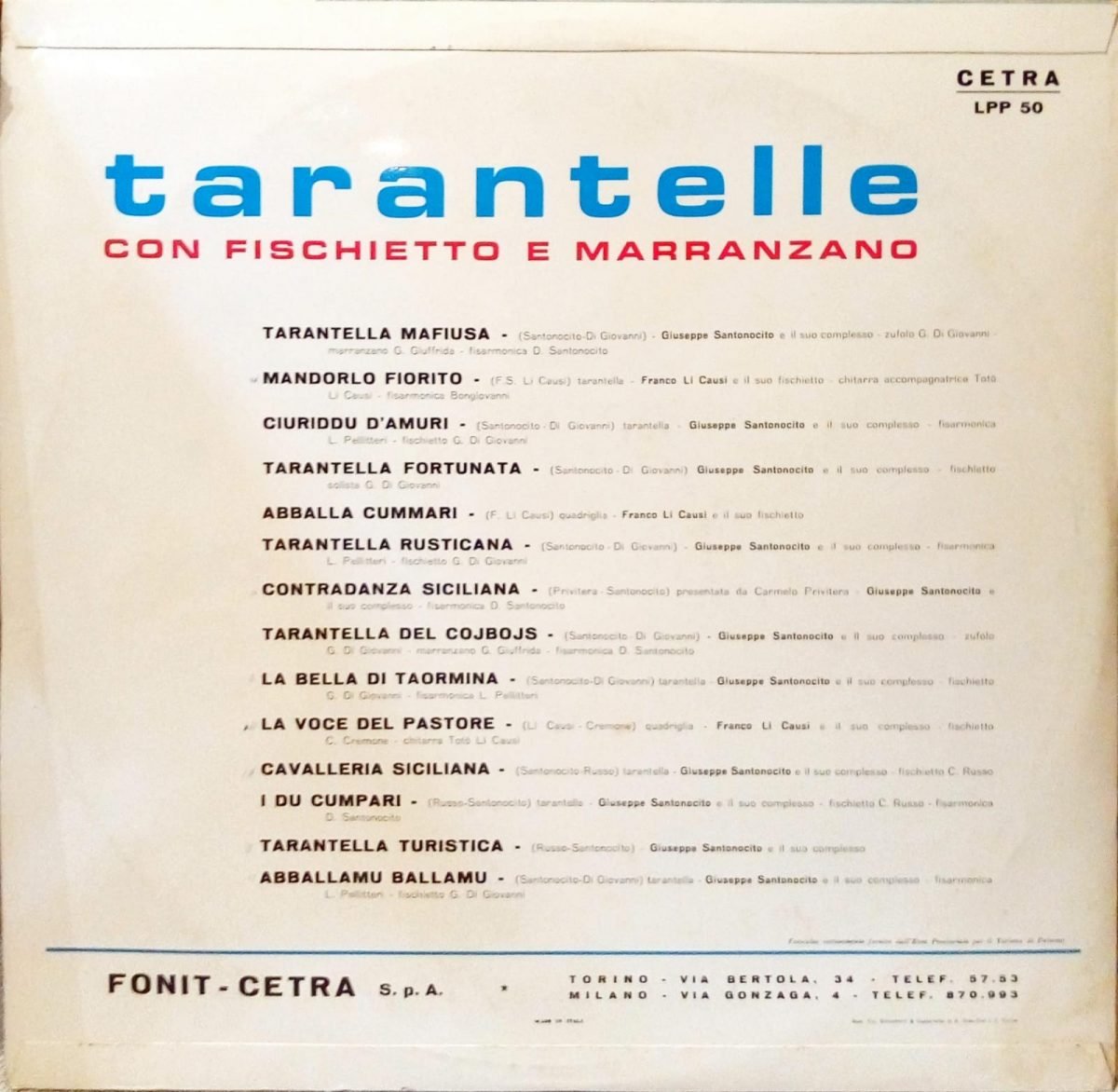 Tarantelle Con Fischietto E Marranzano LP Plak - Görsel 3