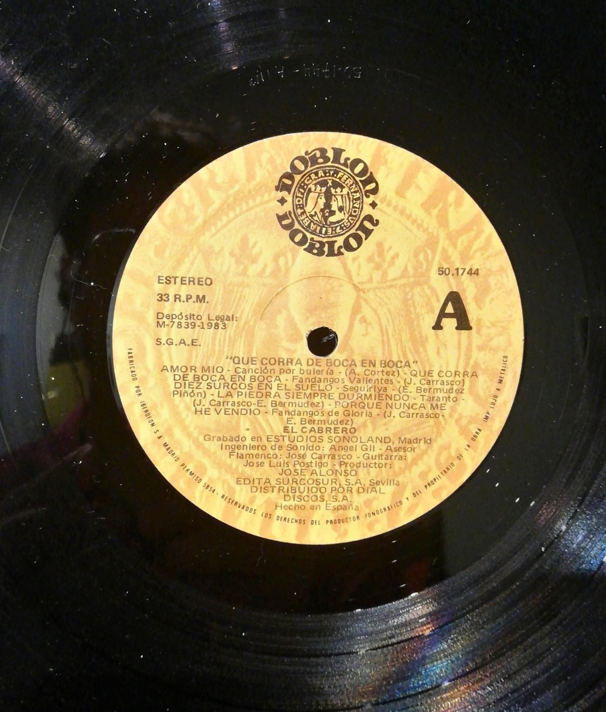 El Cabrero ‎– Que Corra De Boca En Boca LP Plak Flamenko - Görsel 3