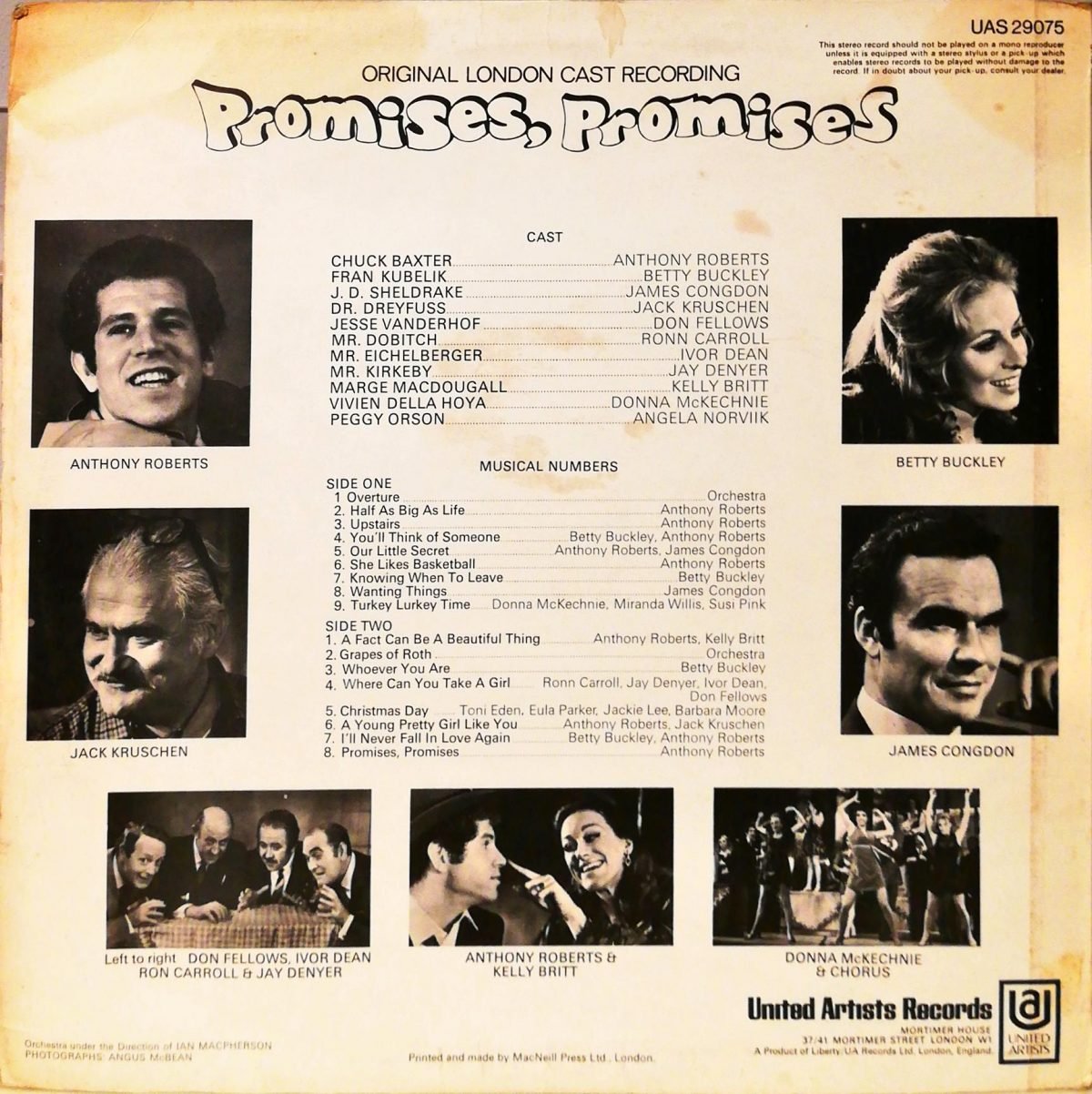 "Promises, Promises" Original London Cast ‎– Promises, Promises LP Plak - Görsel 5