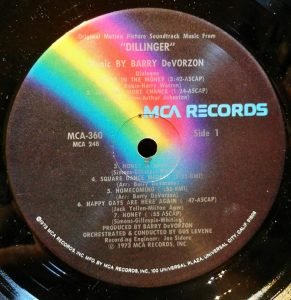 Barry De Vorzon ‎– Dillinger LP Plak  Film Müziği - Görsel 2