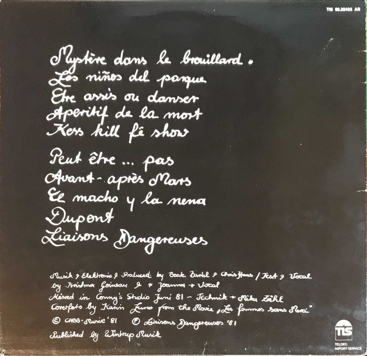 Liaisons Dangereuses LP Plak İlk Baskı - Görsel 2