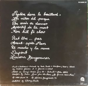 Liaisons Dangereuses LP Plak İlk Baskı - Görsel 2