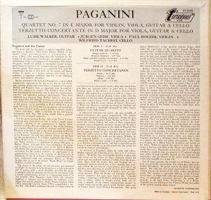 Paganini , Luise Walker – Quartet For Guitar, Violin, Viola & Cello / Terzetto Conceretante For Guitar, Viola & Cello LP Plak - Görsel 2