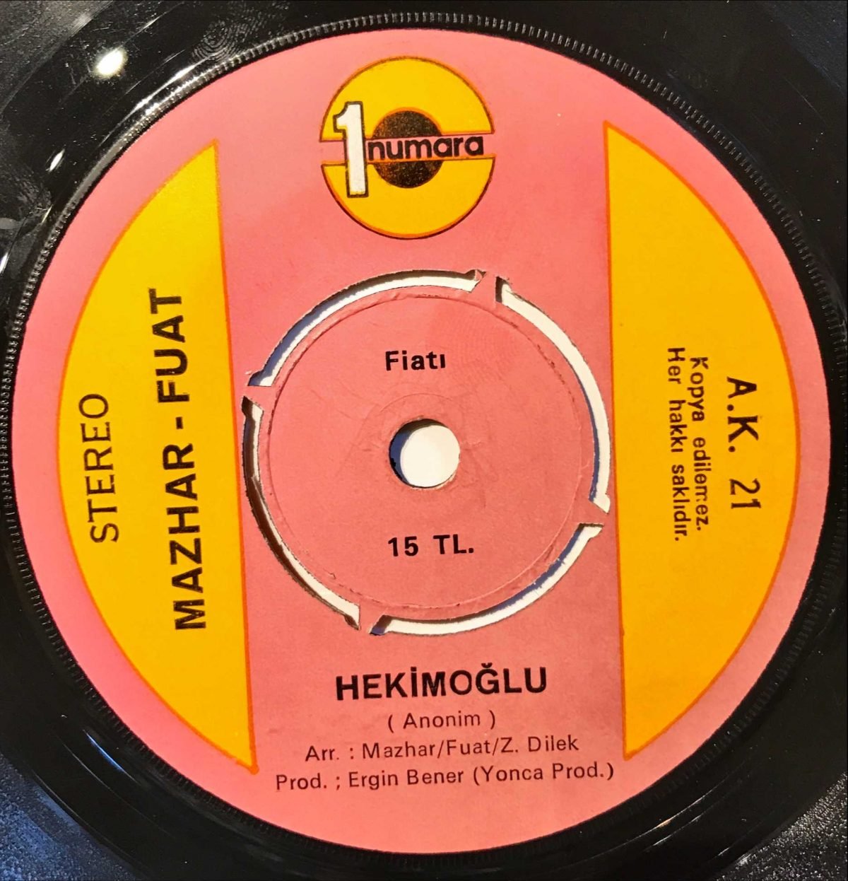 Mazhar Ve Fuat – Hekimoğlu 45lik Plak - Görsel 3