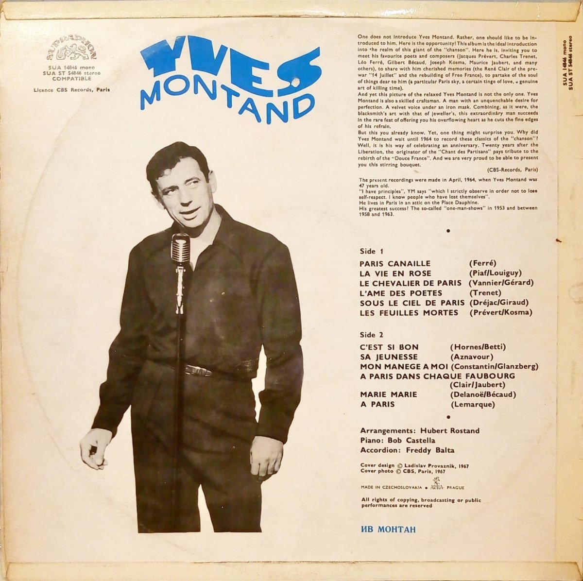 Yves Montand – Yves Montand LP Plak - Görsel 3