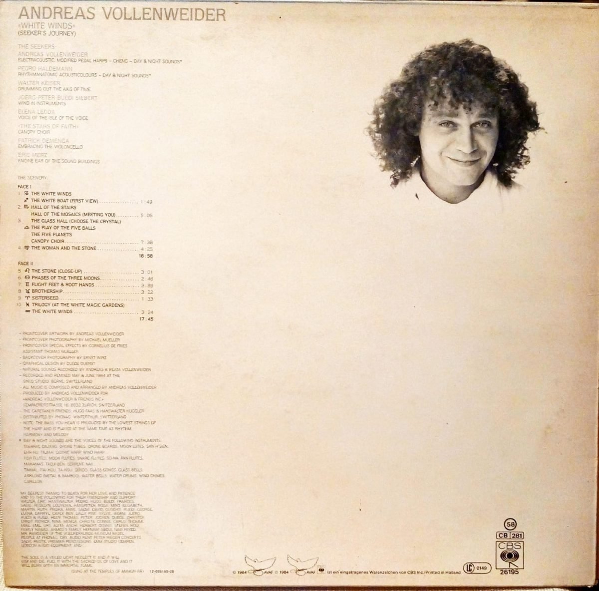 Andreas Vollenweider – White Winds LP Plak - Görsel 3