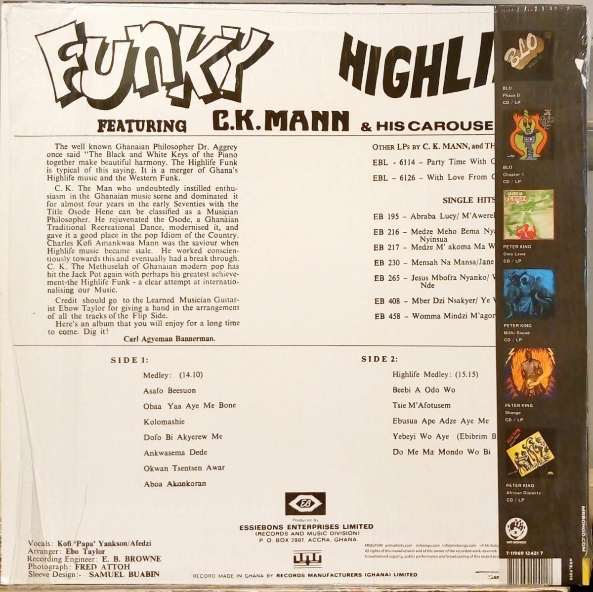 C.K. Mann & His Carousel 7 – Funky Highlife LP Plak - Görsel 2