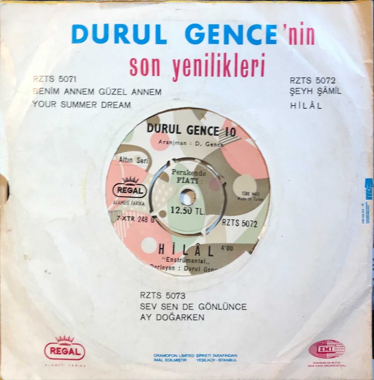 Durul Gence 10 ‎– Hilal / Şeyh Şamil 45lik Plak - Görsel 2