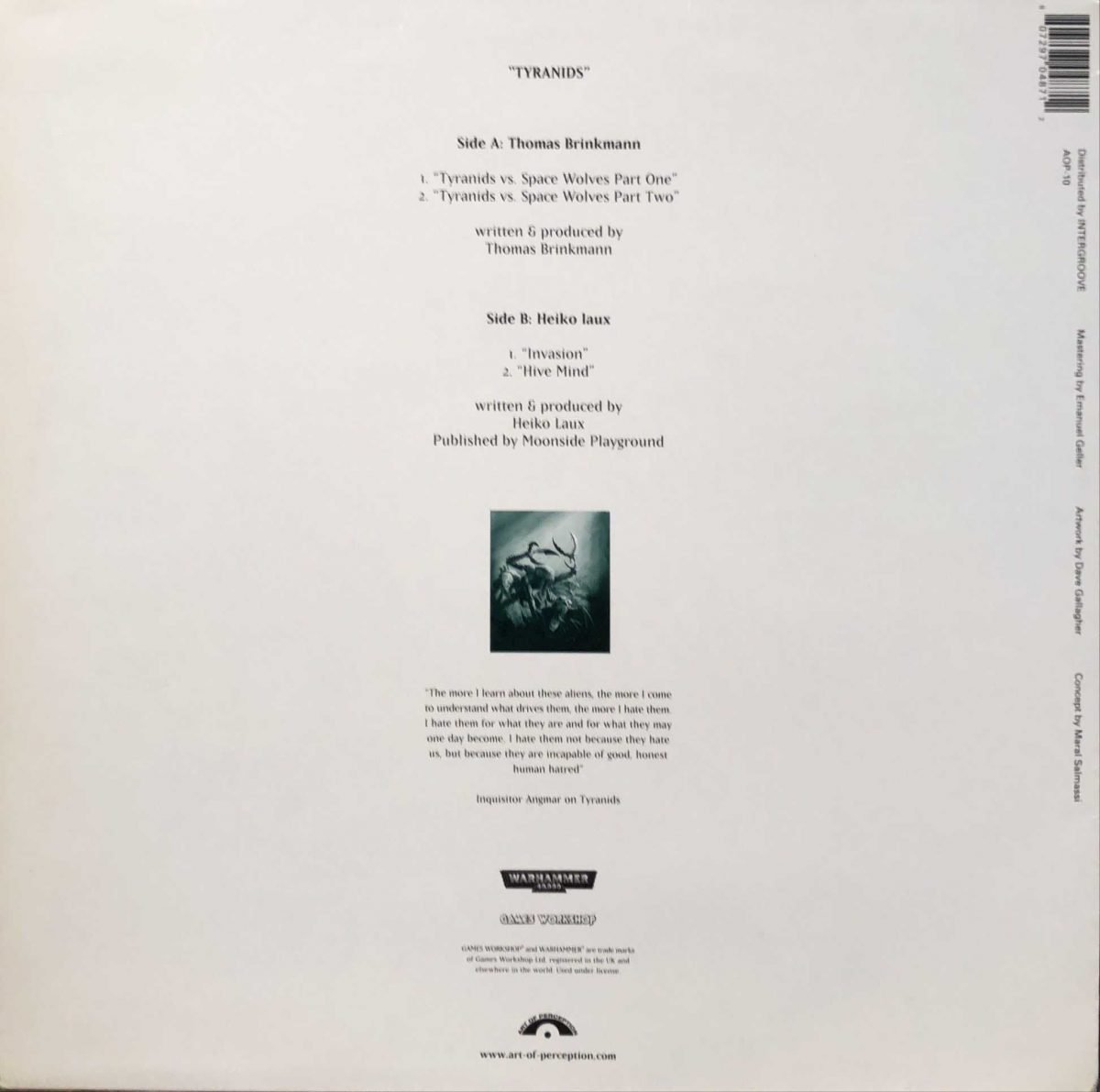Thomas Brinkmann & Heiko Laux – Tyranids 12'' Maxi Single Plak - Görsel 2
