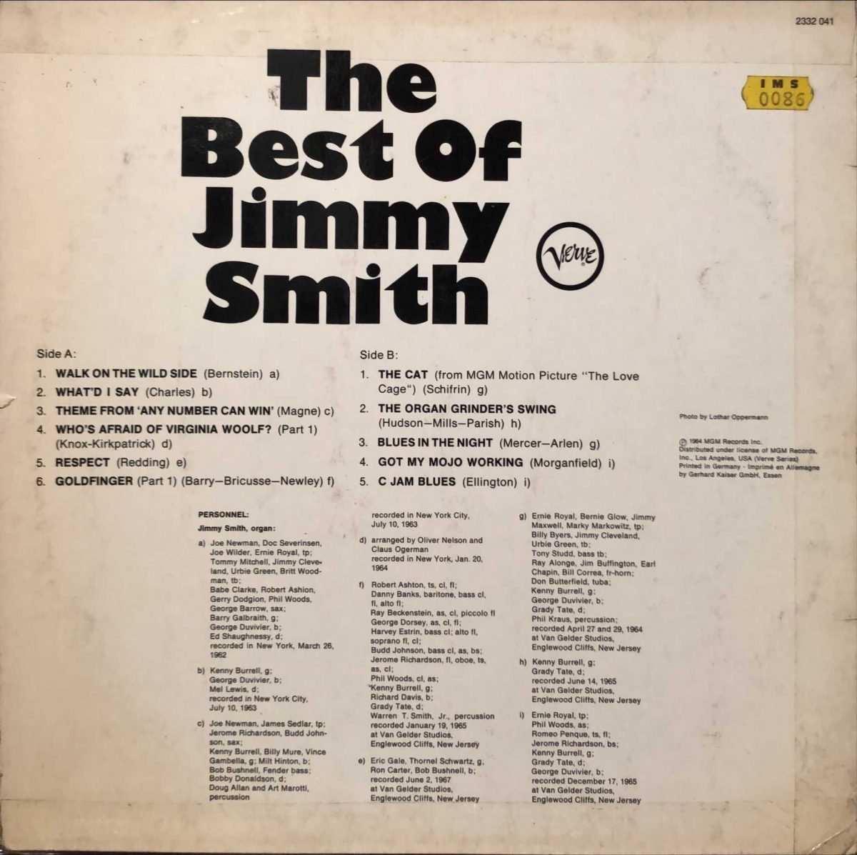 Jimmy Smith ‎– The Best Of Jimmy Smith LP Plak - Görsel 3