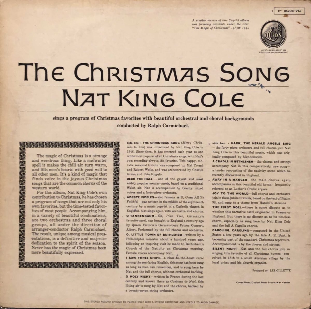 Nat King Cole ‎– The Christmas Song LP Plak - Görsel 3