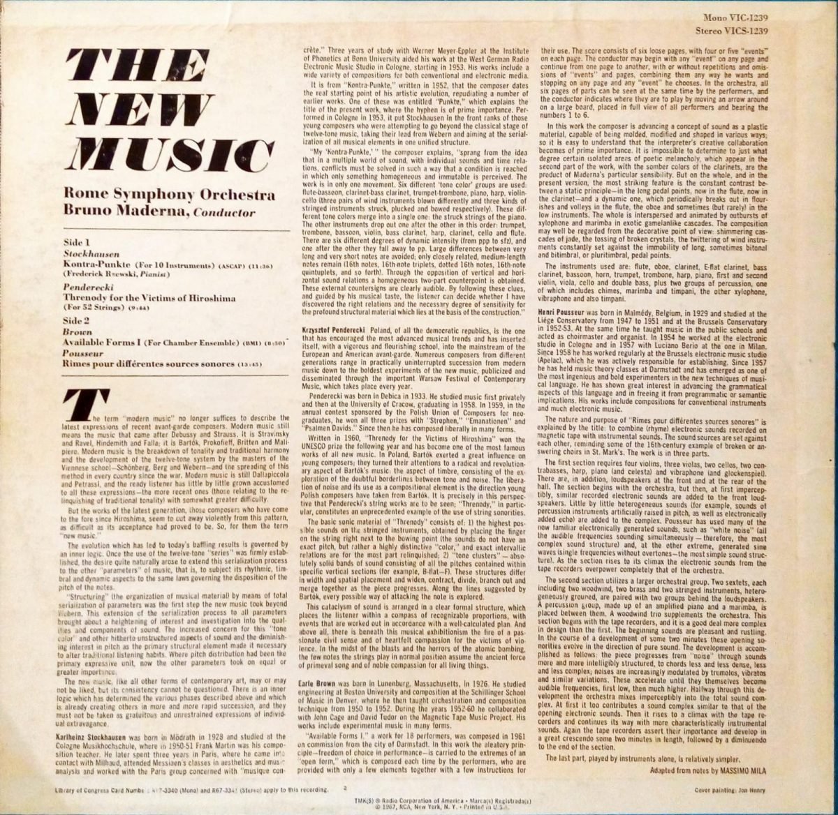Karlheinz Stockhausen / Krzysztof Penderecki / Earle Brown / Henri Pousseur – The New Music LP Plak - Görsel 3
