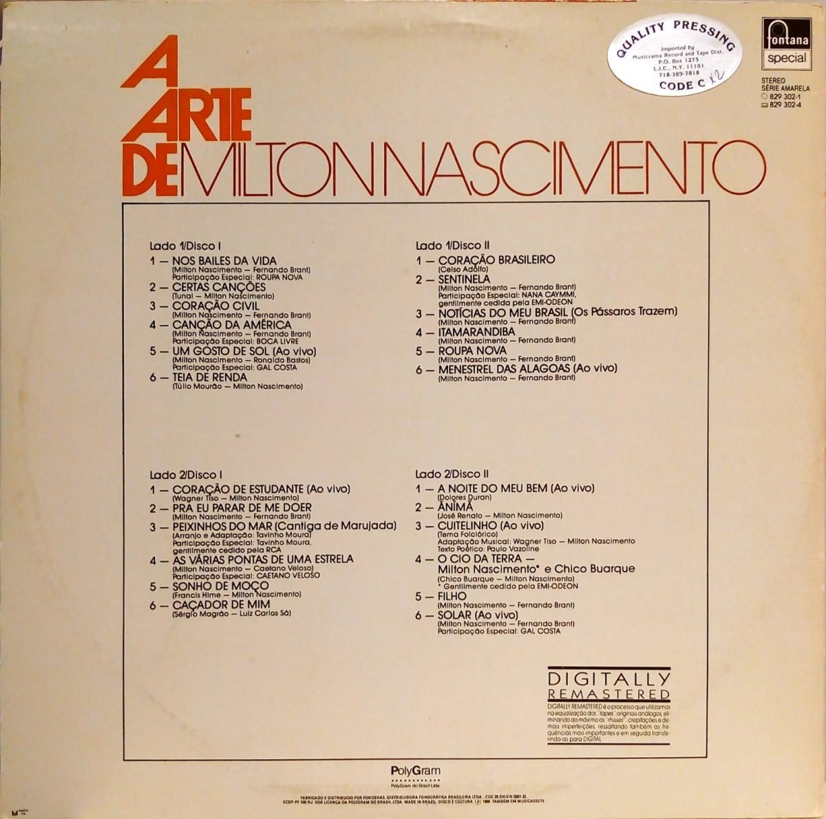 Milton Nascimento – A Arte De Milton Nascimento 2LP Plak - Görsel 3