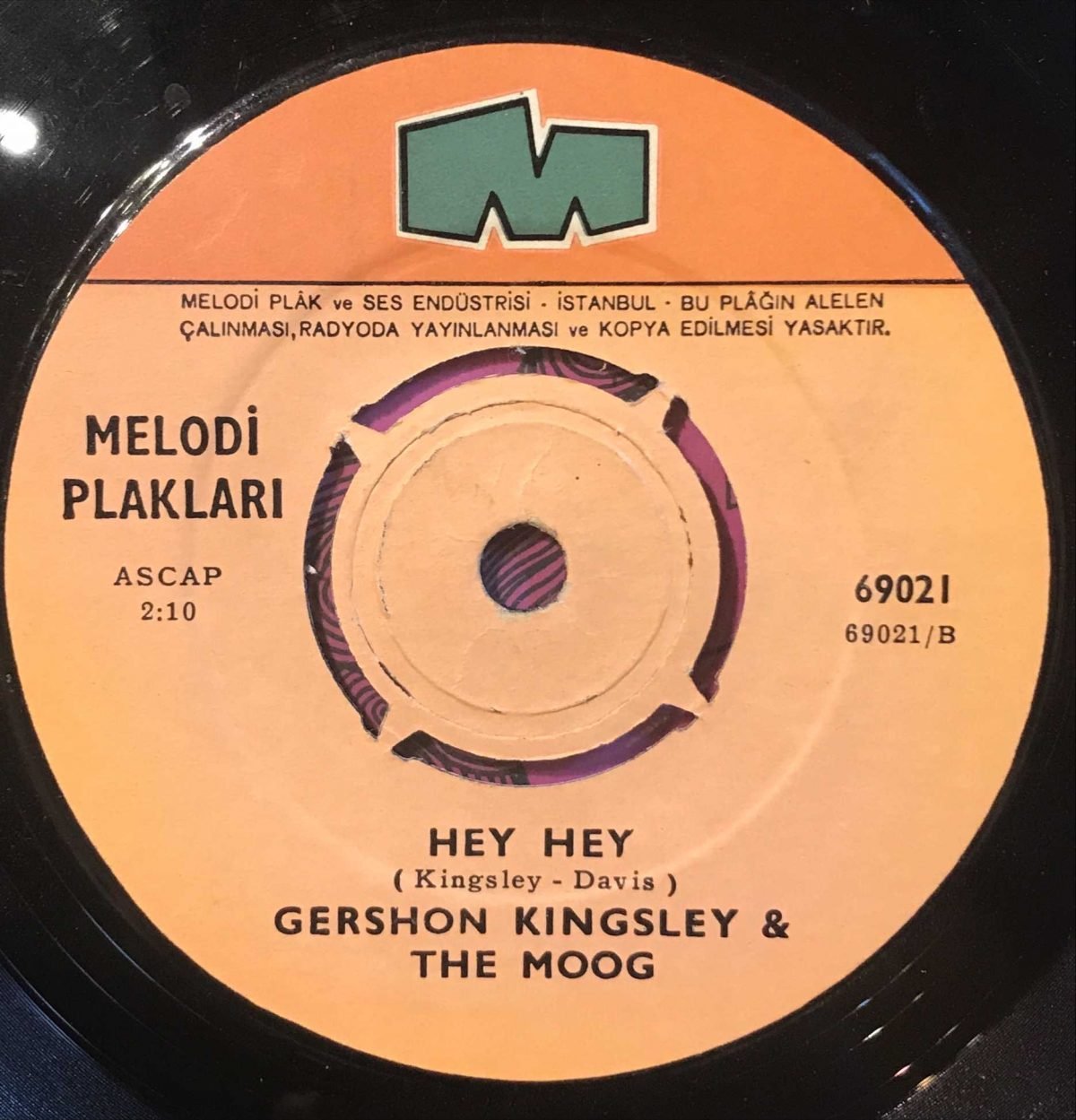 Gershon Kingsley & The Moog ‎– Beethoven / Hey Hey 45lik Plak (Betül Atlı Çizim Kapak) - Görsel 3