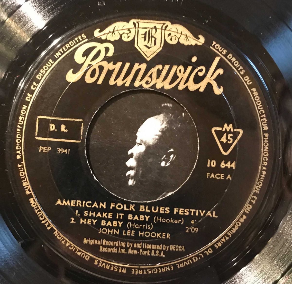 John Lee Hooker – American Blues Festival Shake It Baby 45lik Plak EP - Görsel 3