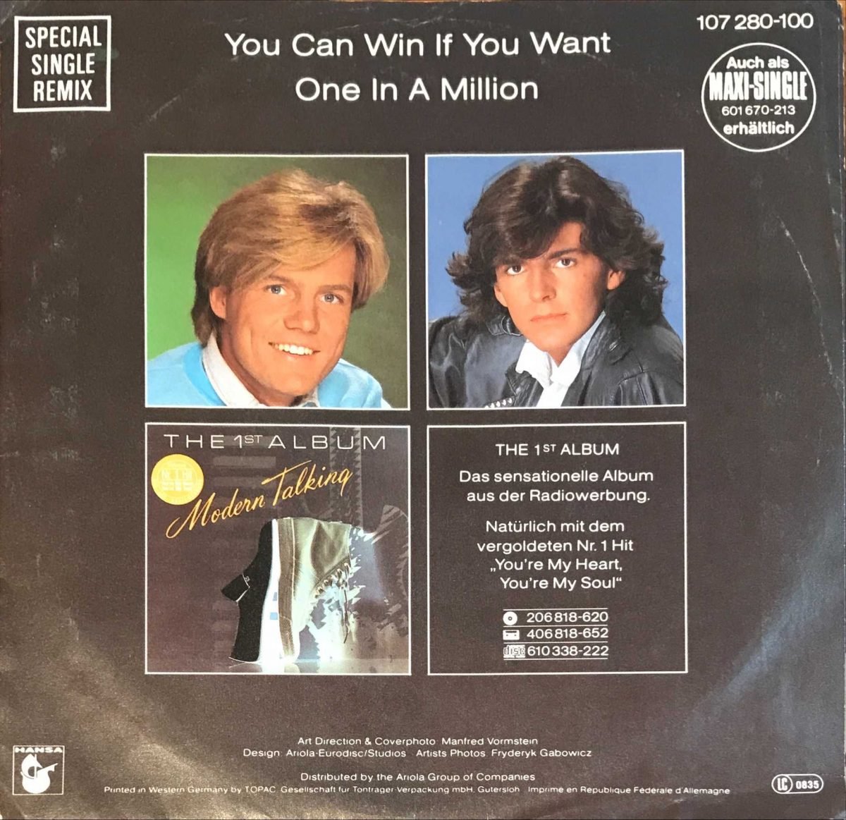 Modern Talking – You Can Win If You Want / One In A Million 45lik Plak - Görsel 2
