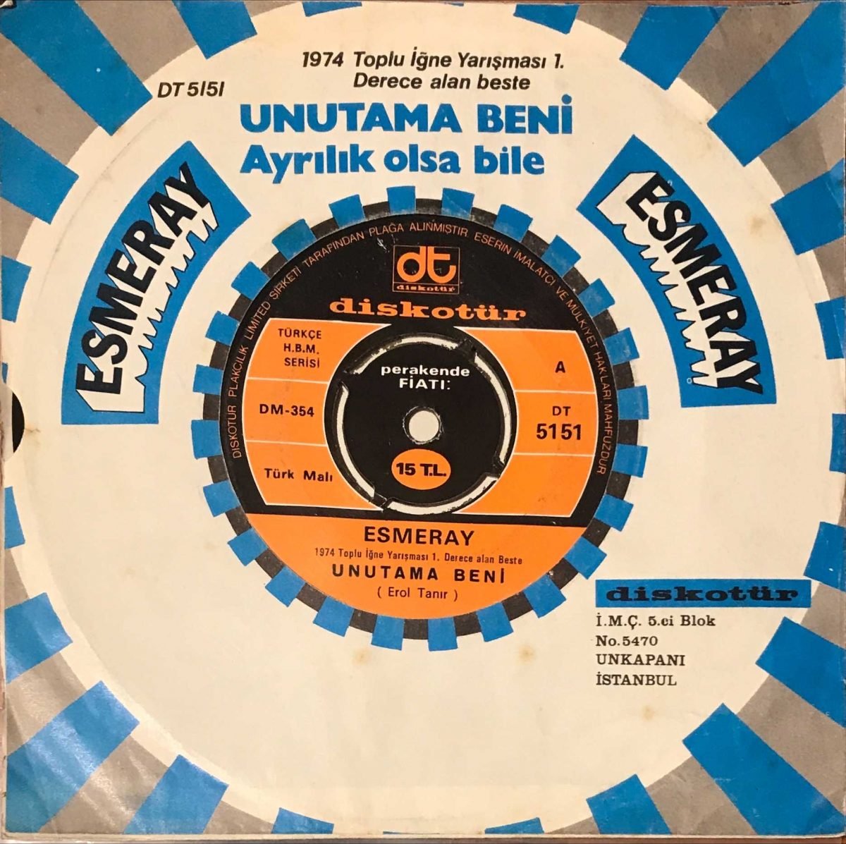Esmeray ‎– Unutama Beni / Ayrılık Olsa Bile 45lik Plak - Görsel 2