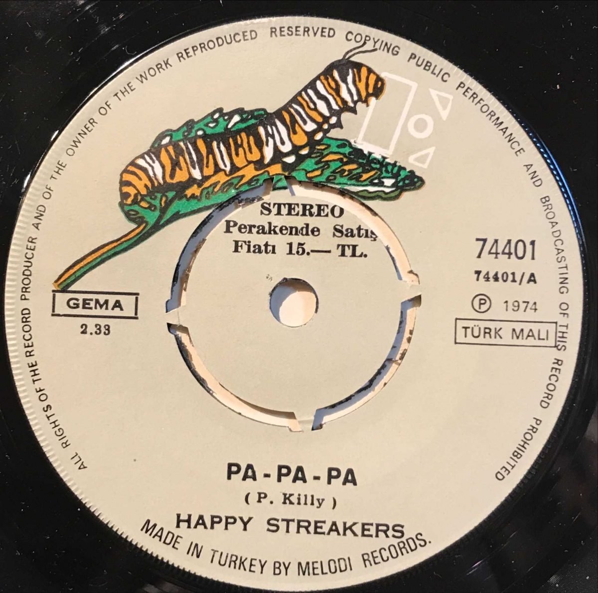 Happy Streakers ‎– Pa-Pa-Pa / Yellow Primrose 45lik Plak Türk Baskı - Görsel 3