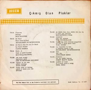 Terry Dactyl And The Dinosaurs – Sea Side Shuffle / Ball And Chain 45lik Plak (Türk Baskı) - Görsel 2