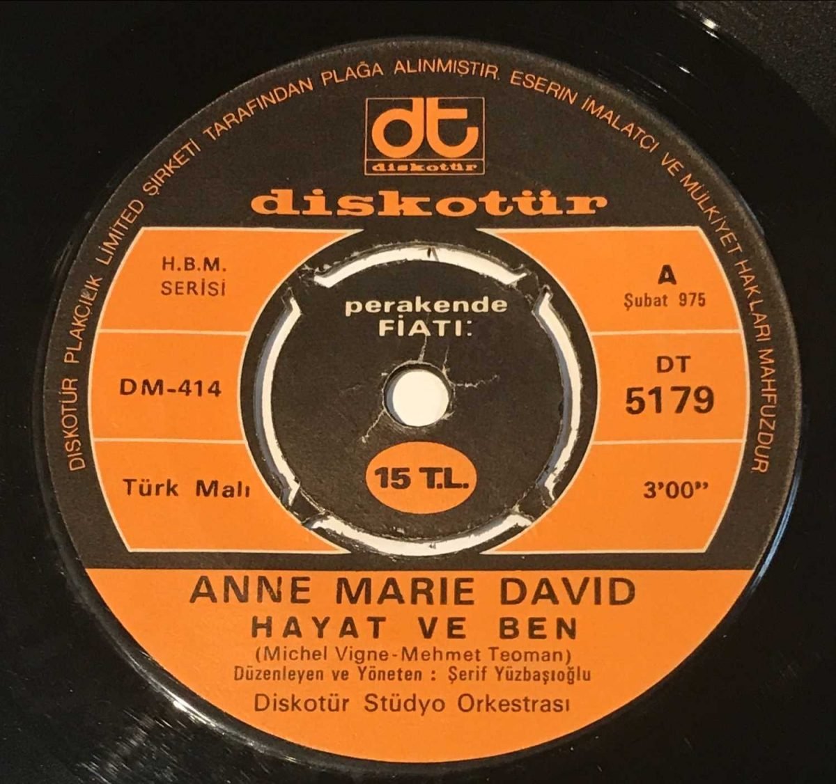 Anne Marie David – Hayat Ve Ben / Sil Baştan 45lik Plak Eurovision - Görsel 3