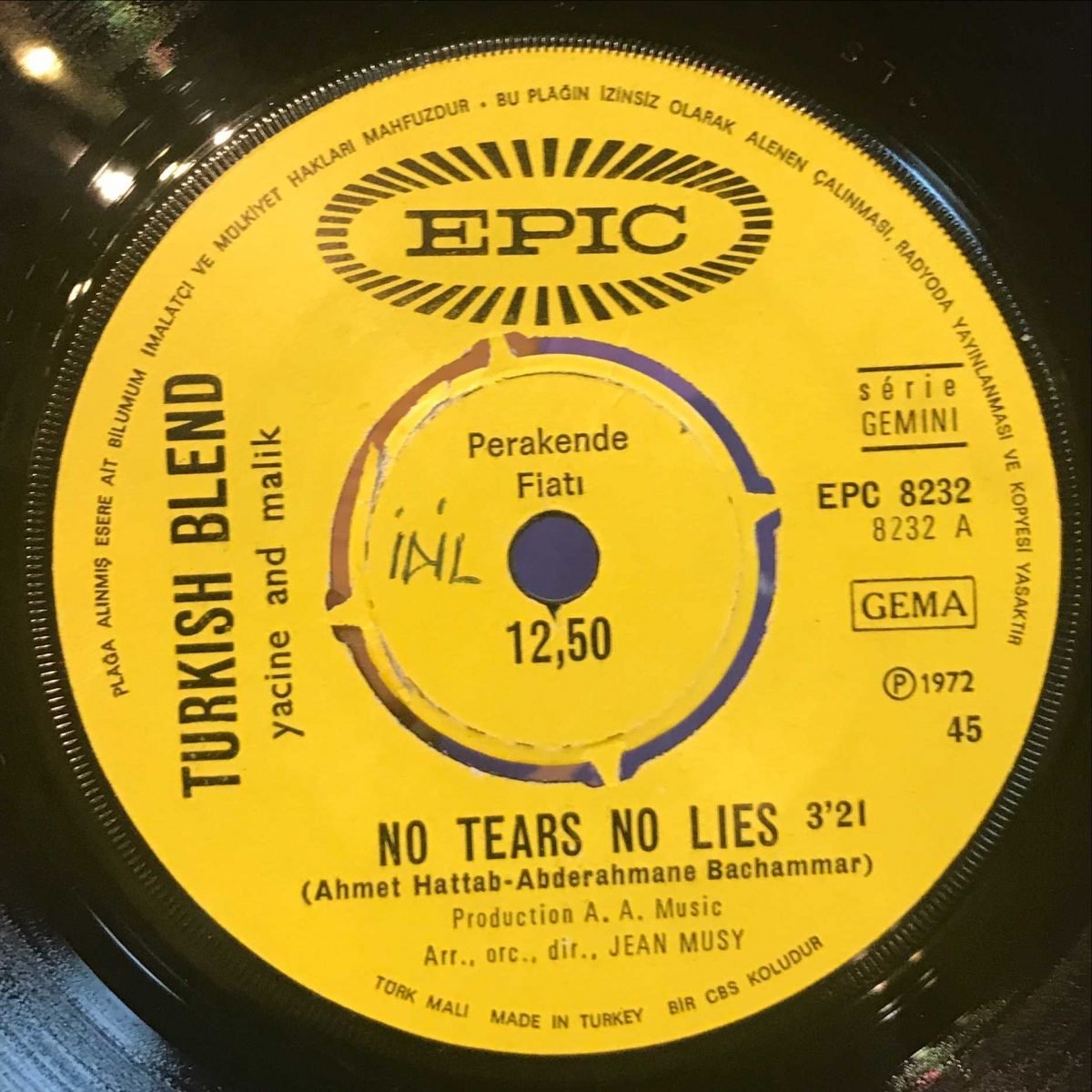 Turkish Blend Yacine & Malik – No Tears No Lies / I Say Goodbye 45lik Plak - Görsel 3