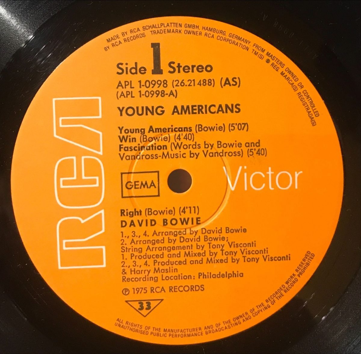 David Bowie ‎– Young Americans LP Plak - Görsel 3