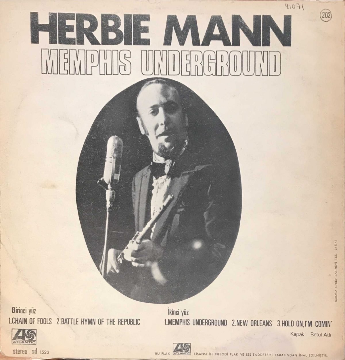 Herbie Mann – Memphis Underground LP Plak (Betül Atlı Çizim Kapak) - Görsel 2