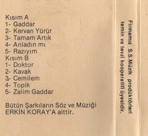 Erkin Koray ‎– Gaddar Kaset Uzelli - Görsel 2
