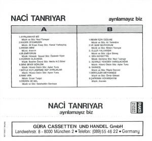 Naci Tanrıyar ‎– Ayrılamayız Biz Kaset - Görsel 3